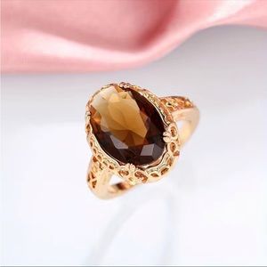 Vintage 18k Gold Plated Oval Sapphire Ring